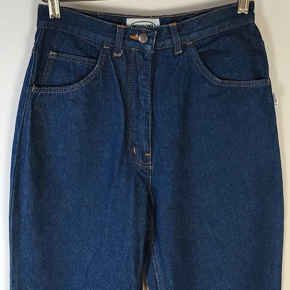 NWOT Vintage Missoni 90s Embroidered Logo High Waist Jeans Size 10 100% …